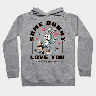 Some Bunny Loves You - Skater Rabbit Affection Tee Hoodie